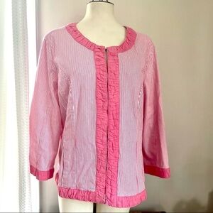 🎯3/$10 Christopher & Banks Pink White Pinstripe Jacket XL